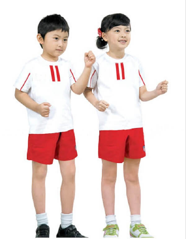 Mẫu đồng phục đỏ -  trắng thiết kế đơn giản, lịch sự