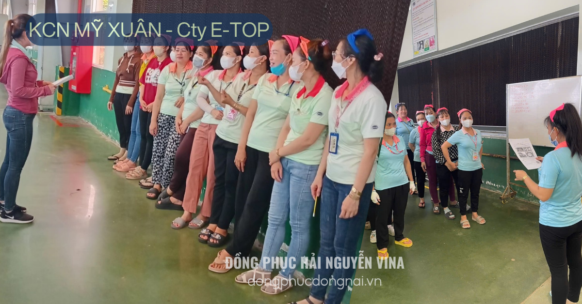 May đồng phục áo thun công nhân công ty E-Top KCN Mỹ Xuân